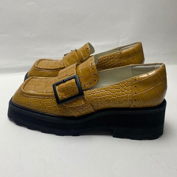 INTENTIONALLY BLANK Toronto Croc Embossed Loafer In Tan Size 6 - Picture 4 of 7